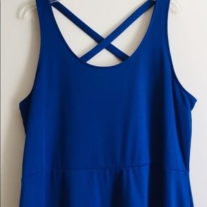 Bright blue H&M dress.